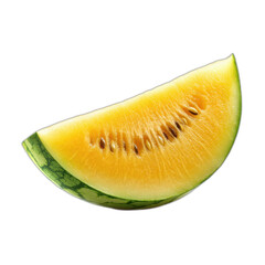 A juicy slice of watermelon with vibrant red flesh and dark seeds, isolated on transparent background.