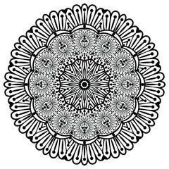 Ethnic flower mandala art with luxury circle frame. Ornamental luxury mandala pattern. Mandala Coloring book line art vector illustration. 