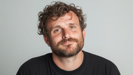 Obraz premium Portrait of a Man with a Sarcastic Smirk and One Eyebrow Raised