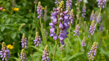 Naklejka premium Wrestler wolfsbane (Aconitum firmum), flowering escape