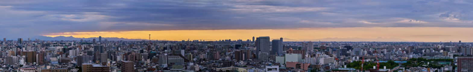 Panoramic View of Northern Tokyo Skyline at Dusk