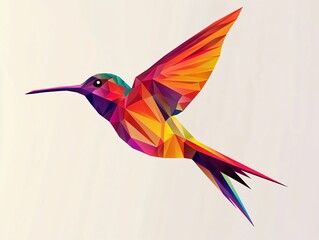 Colorful Abstract Hummingbird Illustration with Geometric Shapes