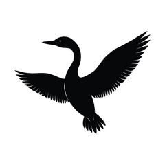 Grebe Flying Neck Vector Silhouette