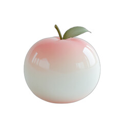 Obraz premium White and pink apple with green leaf isolated on transparent background.