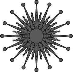 antique sun illustration; vintage solar depiction