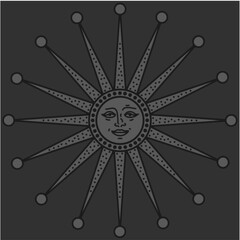 Obraz premium antique sun illustration; vintage solar depiction