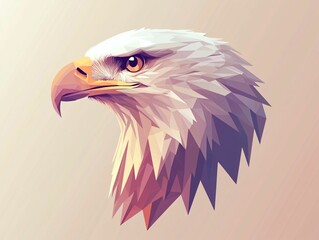 Majestic Eagle Head in Geometric Low-Poly Art Style Design