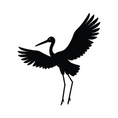 Stork Flying Legs Vector Silhouette