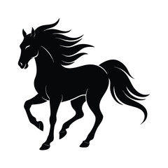 Galloping Horse Mane Vector Silhouette