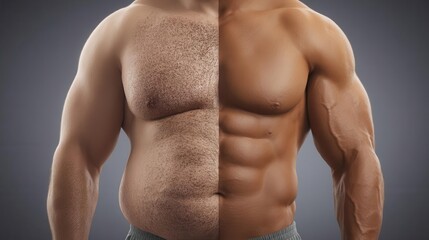Fitness transformation body comparison image