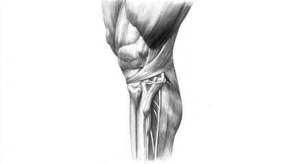 Human knee joint anatomy drawing
