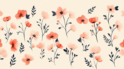 Minimalist Botanical Flower Design on Beige Pastel Background