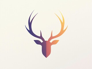 Abstract Deer Head Logo Design with Gradient Color Scheme
