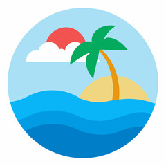 Beach icon on white background