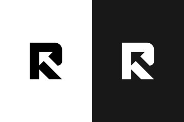 Letter R and arrow logo