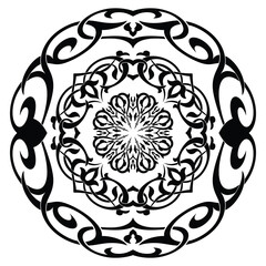 Vector round ethnic element, circular Uzbek national ornament, Islamic pattern, design templates, isolated on white background