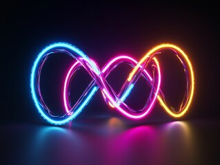 Colorful Infinity Symbol with Neon Lights and Vivid Glow Effects