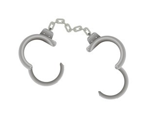 Vector drawing, handcuffs, black and white icon, silhouette.
