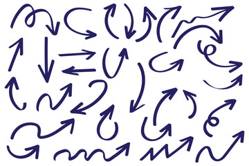 Set of Hand drawn vector arrows doodle on white background. design element vector illustration.