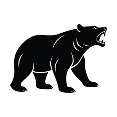 Snarling Bear Upright Vector Silhouette