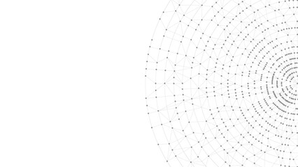 Technology abstract background. Dots connected by lines. Minimalist mesh backdrop with copy space. Abstract polygonal radial shape. Plexus circles. © AndS