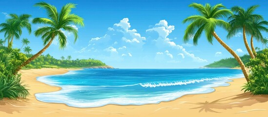 Obraz premium Tropical Beach Landscape with Palm Trees