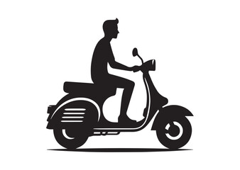 Scooter Icon, Scooter Bike Silhouette Vector