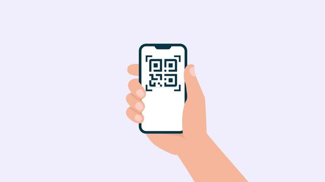 animation Smartphone Scanning QR Code HD On.animated hand holding mobile phone scan QR code
