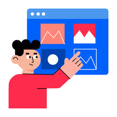 A flat style illustration of a site designer