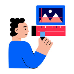 Picture editing character illustration in flat style