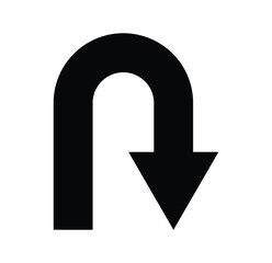 U turn arrow line icon. Right U-turn ahead traffic sign road. u turn arrow flat vector icon. Prohibitory Road Signs. Vector Icons. Vector illustrator