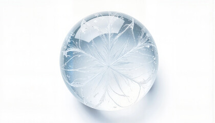 Detailed icy sphere with intricate patterns, minimalistic elegance