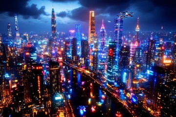 Obraz premium The sprawling city. Generative AI