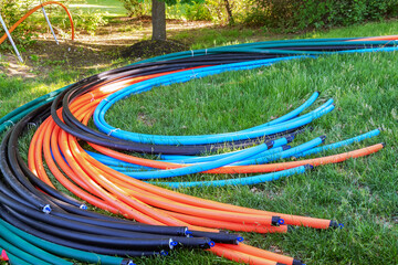Preparation of Plastic telecommunication cables for laying underground.