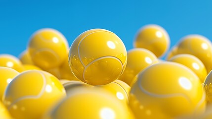 Yellow Tennis Balls Against Blue Sky