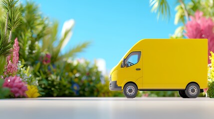 Yellow Van on the Road Outdoors