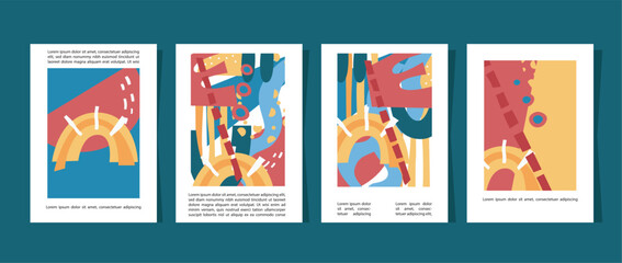 ready-to-use vector cards or posters in a contemporary abstract style, featuring nature-inspired motifs such as flowers, leaves, and hand-drawn textures. These templates are perfect for your creative