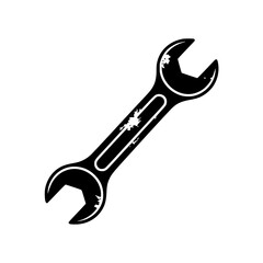 Black silhouette of a double ended wrench with distressed texture