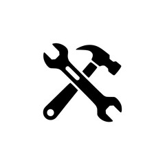 Hammer and wrench crossed icon representing tools and repair services