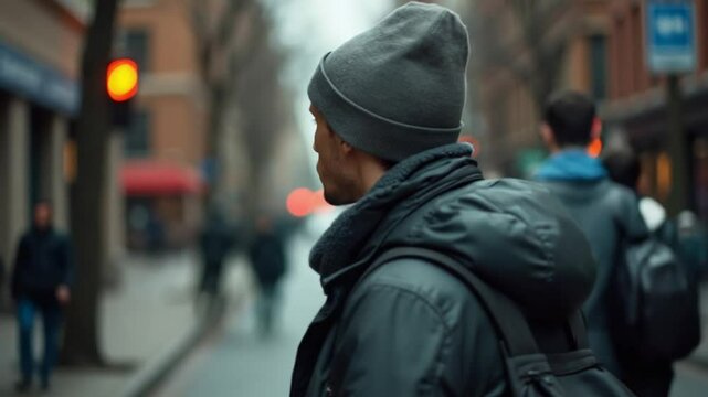 An Introspective Moment Experiencing the Urban Environment Around You in Detail and Depth