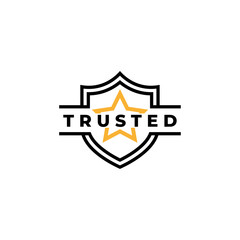 trusted star shield logo with flat design style