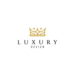crown star logo with elegant style luxury gold color in line art vector design