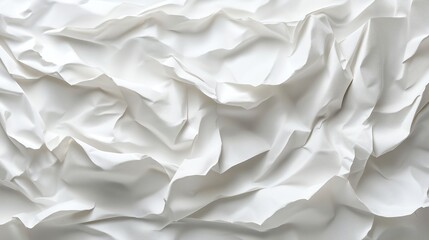 Obraz premium White crumpled paper texture with natural folds, minimalist aesthetic and ample copy space, ideal for creative projects