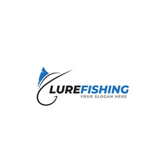 fishing lure logo with abstract flat design style