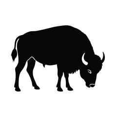 Bison Grazing Head Vector Silhouette