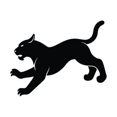 Bobcat Leaping Claws Vector Silhouette