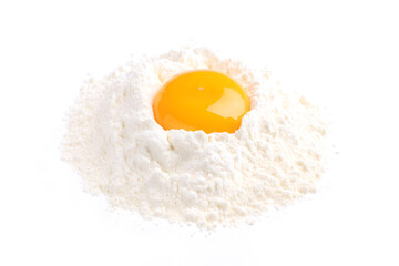 Egg Yolk in Flour Preparation Isolated On White Background