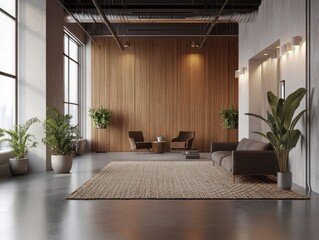 Stylish Modern Office Virtual Background For Zoom Meetings With Plants