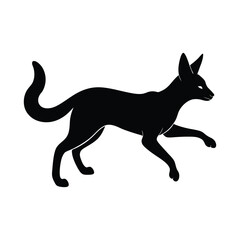 Serval Leaping Ears Vector Silhouette