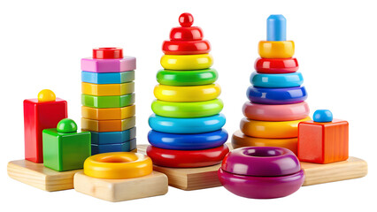 plastic vibrant colorful  toy blocks isolated on white background. PNG Transparent file type with high definition quality And vibrant color grading Available.